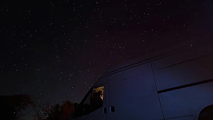 Stars over the campervans at Martha's Down
